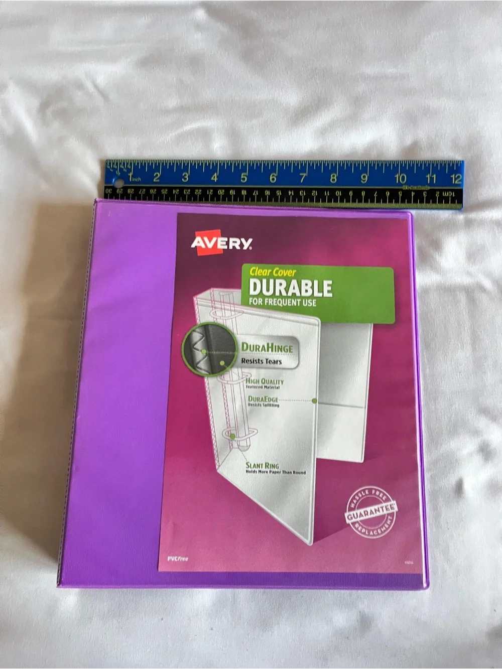 Avery Purple 1.5 Inch Slant Ring Durable View Binder Clear Cover PVC Free NEW